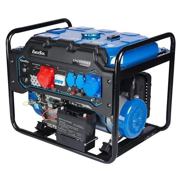 Генератор бензиновий EnerSol EPG-8500UEA 8 кВт, максимум 8.5 кВт, 230/400 В, електростарт, ручний запуск, AVR, колеса 34648 фото