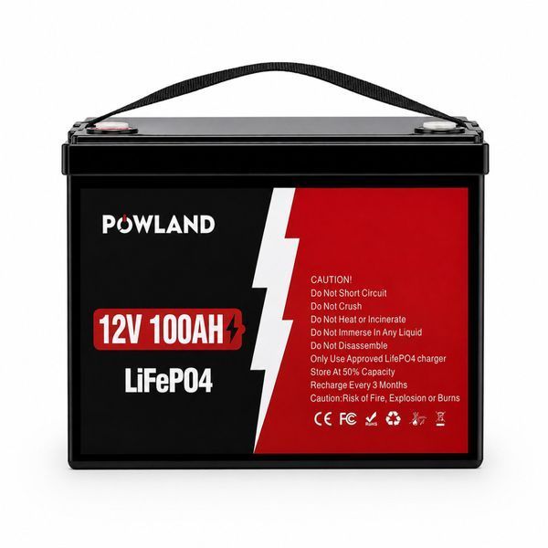 Аккумулятор POWLAND 12.8 В 100 А&middot;ч LiFePO4, 1280 Вт&middot;ч, 12V 100Ah, со встроенной BMS 395874578 фото