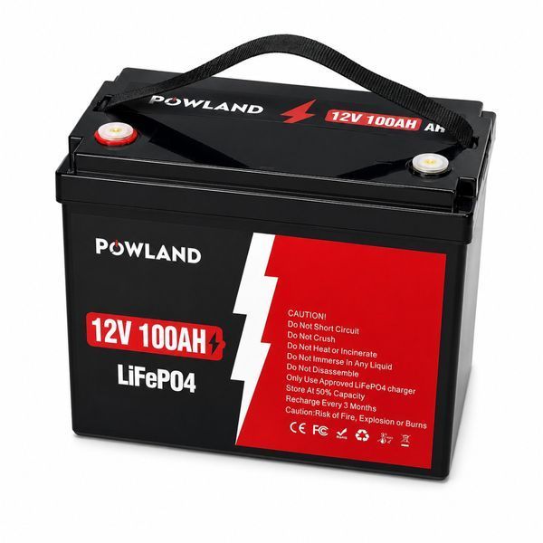 Аккумулятор POWLAND 12.8 В 100 А&middot;ч LiFePO4, 1280 Вт&middot;ч, 12V 100Ah, со встроенной BMS 395874578 фото