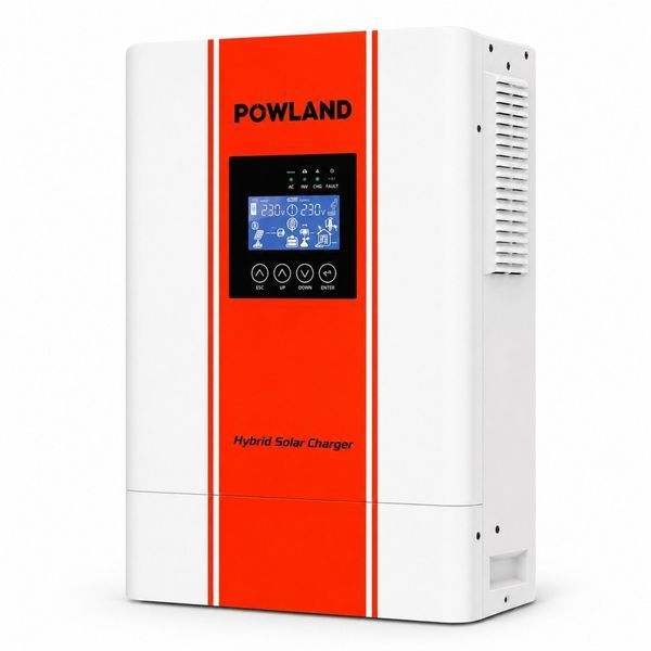 Гібридний сонячний інвертор Powland 3,6 кВт 24 В, чиста синусоїда 230 В, MPPT 5000 Вт, LCD-дисплей, без Wi-Fi 46559 фото