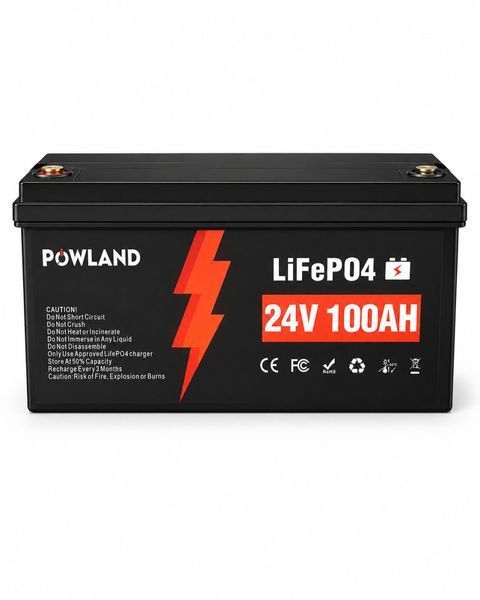 Акумулятор POWLAND 24 V 100 Ah LiFePO4, літій-залізо-фосфатна батарея для автономного та резервного живлення 12539 фото
