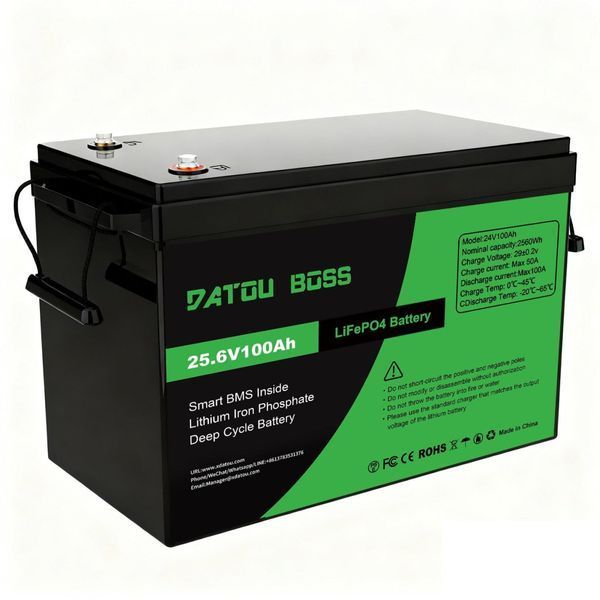 Акумулятор DATOUBOSS 100Ah LiFePO4, 25.6 V, 100 A BMS, Deep Cycle Battery, для кемпінгу та резервного живлення 3665454 фото