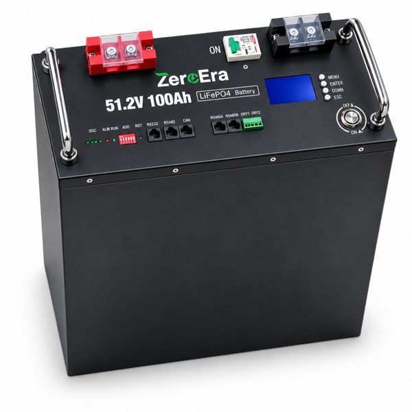 Аккумулятор ZeroEra LiFePO4 51.2V 100Ah, 5.12 кВт&middot;ч, модель 51.2V100Ah-R, 100A, LCD-дисплей, RS232/RS485/CAN RS485 фото