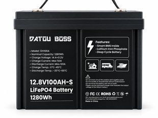 Акумулятор DATOU BOSS LiFePO4 12.8V 100AH-S, 1280Wh, Smart BMS, 120A, Deep Cycle Battery 399356 фото