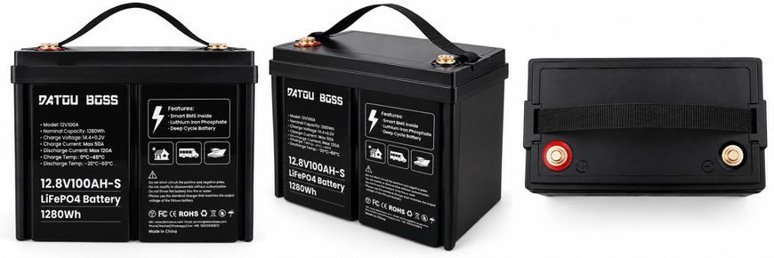 Акумулятор DATOU BOSS LiFePO4 12.8V 100AH-S, 1280Wh, Smart BMS, 120A, Deep Cycle Battery 399356 фото