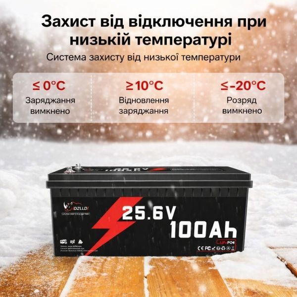 Аккумулятор Idzlldi LiFePO4 24V 100Ah, 25.6 В, 2560 Вт&middot;ч, BMS 100 А, IP65, M8 18012-01 фото
