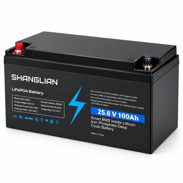 Акумулятор SHANGLIAN LiFePO4 25.6V 100Ah, 2560Wh, Smart BMS, 100A, Deep Cycle Battery 9655844 фото