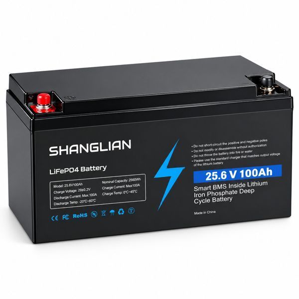 Акумулятор SHANGLIAN LiFePO4 25.6V 100Ah, 2560Wh, Smart BMS, 100A, Deep Cycle Battery 9655844 фото