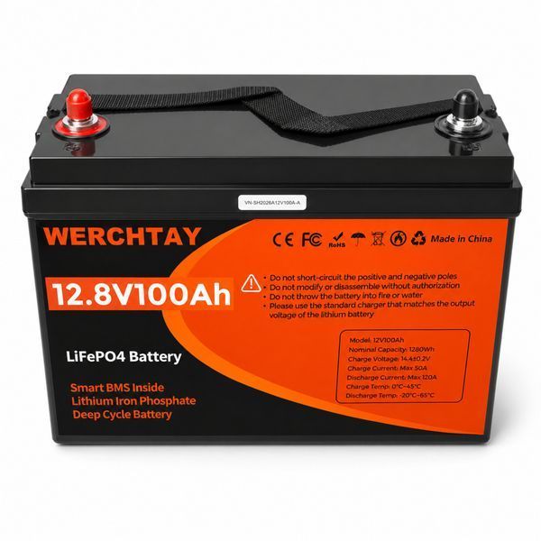 Акумулятор WERCHTAY LiFePO4 12.8V 100Ah, 1280Wh, Smart BMS, Deep Cycle Battery 117499 фото